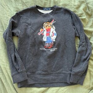 Polo by Ralph Lauren Men's Charcoal Bear Graphic Sweater